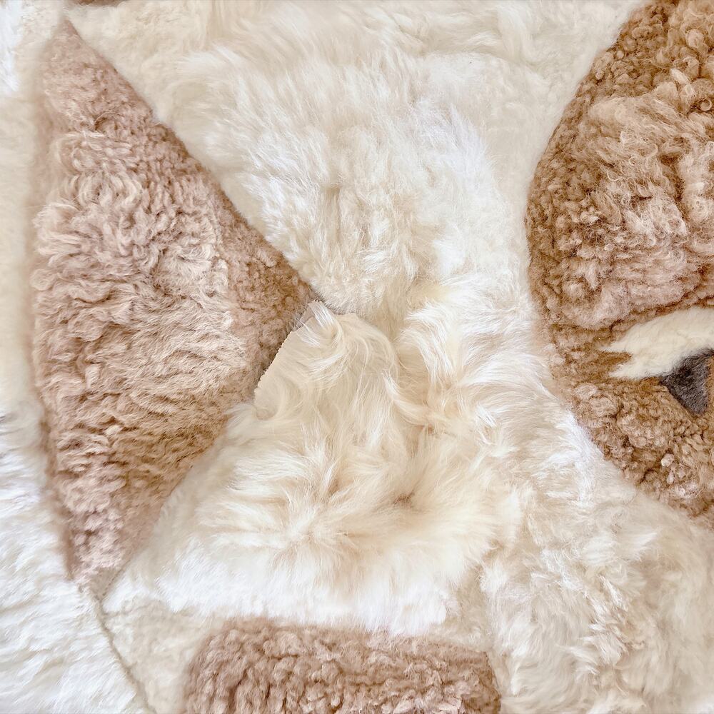 SOUTH AMERICAN ROUND PATCHWORK ALPACA FUR RUG - Picture 5 of 16